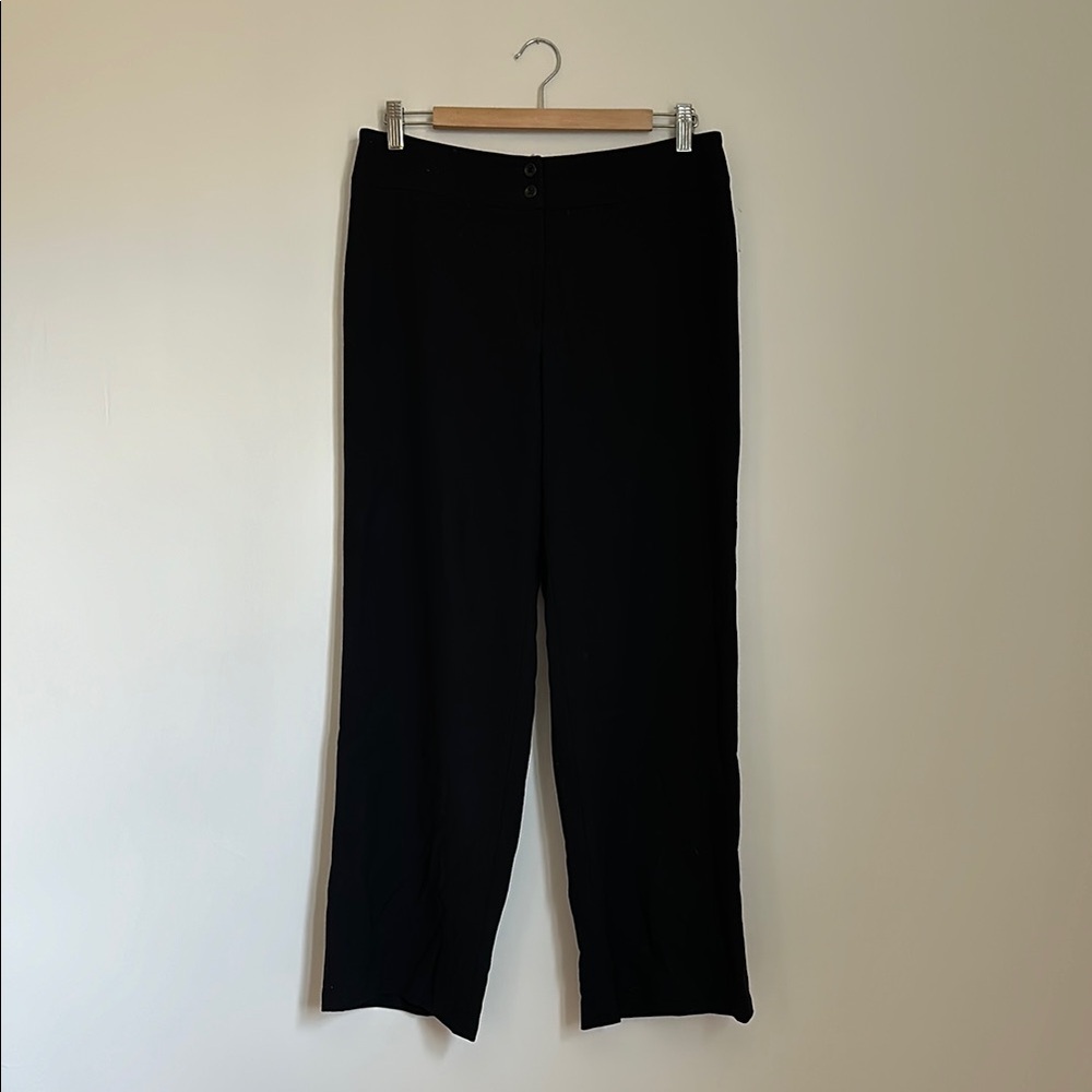 Armani Collezioni Black 100% Virgin Wool Pants - Dress Trousers Wide Leg Size 8